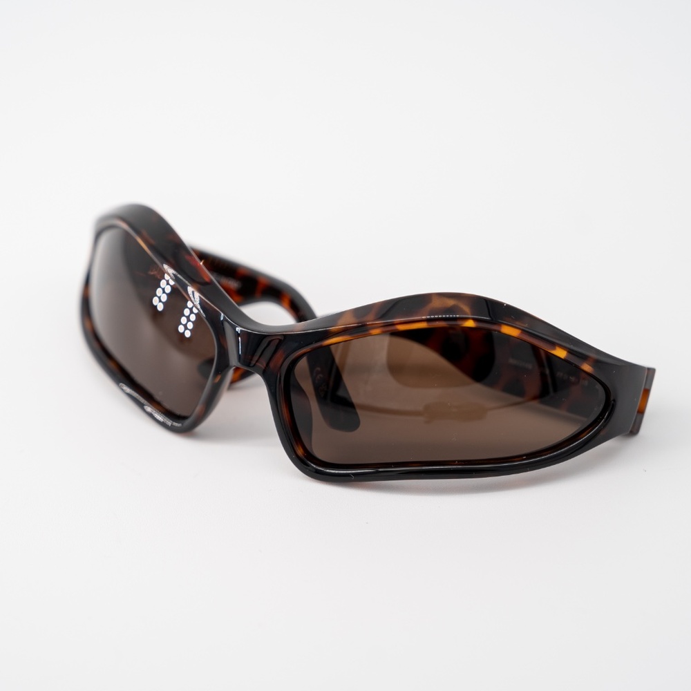 BALENCIAGA FENNEC Brown Angular Oval Sunglasses oversized frame - Picture 3 of 8